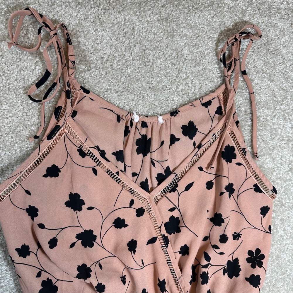 Sienna Sky Pink Floral Tie-Strap Camisole with Black Print - Picture 3 of 5
